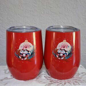 Disney BioWorld Pair of Mickey & Minnie Mouse 10 oz Stainless Steel Tumblers